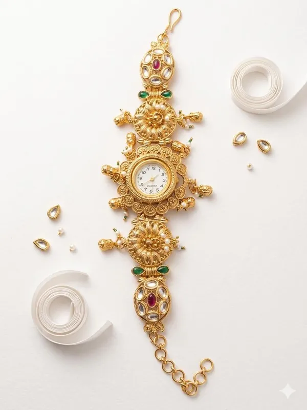 Gold-Tone_Embellished_Bracelet_Watch_for_Women