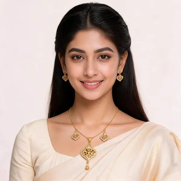 Gold_Alloy_Floral_Cutwork_Stone_Necklace_Earrings_Set_For_Women