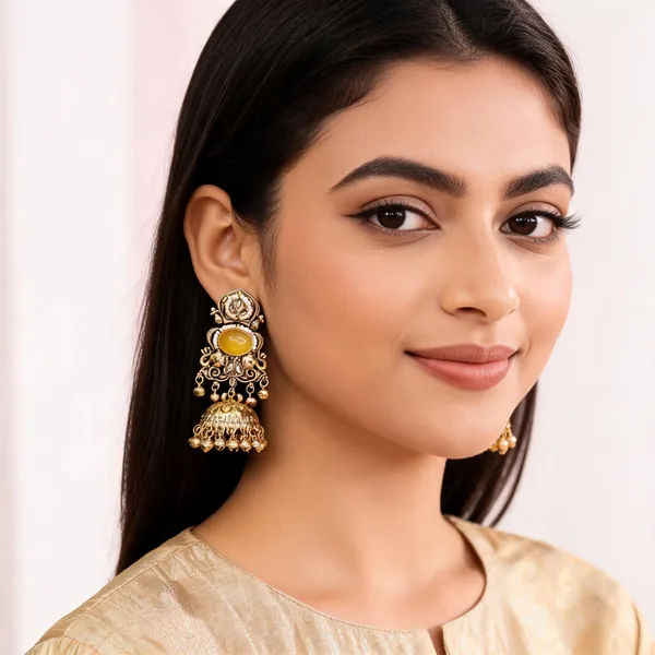 Gold_Alloy_Floral_Paisley_Stone_Jhumka_Earrings_For_Women