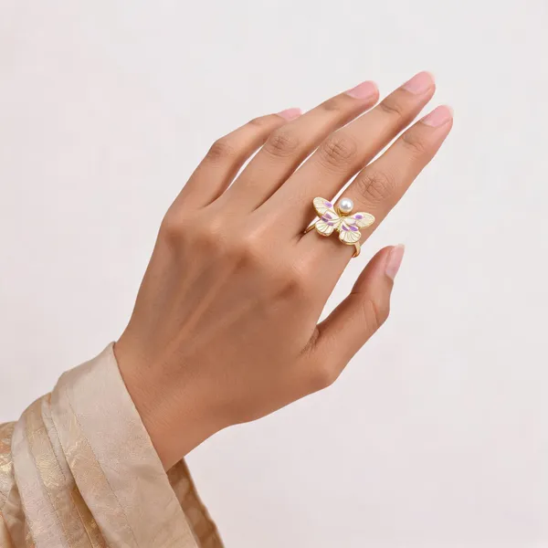 Gold_Purple_Alloy_Butterfly_Motif_Ring_For_Women
