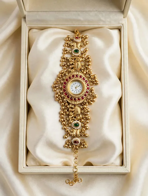 Gold_Tone_Embellished_Bracelet_Watch_for_Women