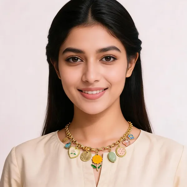 Gold_Alloy_Multi_Charm_Linked_Chain_Necklace_For_Women