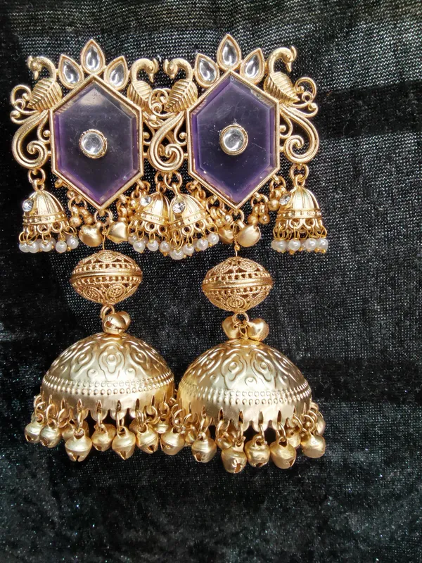 Gold_Tone_Purple_Stone_Jhumka_Earrings_for_Women