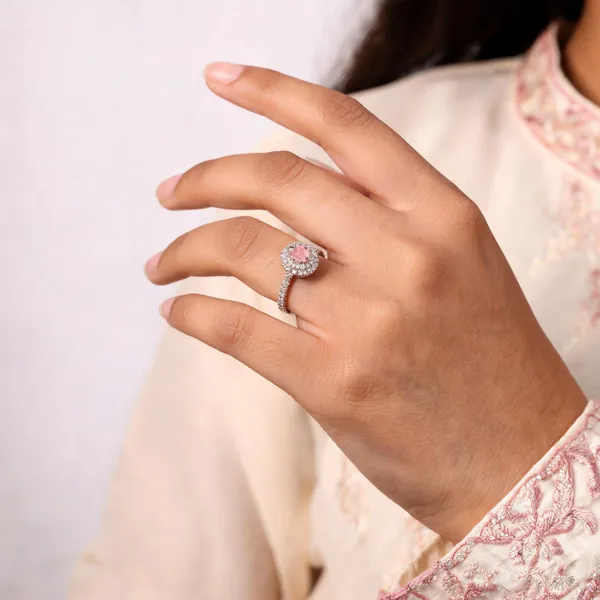 Silver_And_Pink_Alloy_Halo_Stone_Ring_For_Women