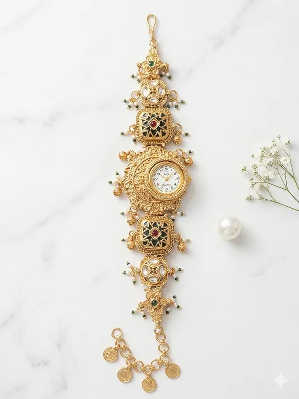 Gold-Toned_Embellished_Bracelet_Watch_for_Women