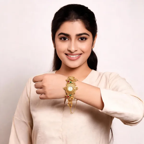Gold_Alloy_Floral_Stone_Traditional_Analogue_Bracelet_Watch_For_Women
