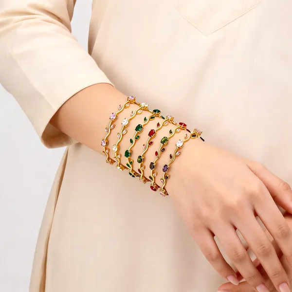 Gold_Multicolor_Alloy_Stone_Embellished_Bracelet_For_Women