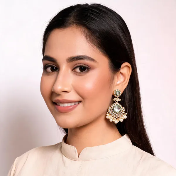 Gold_Pearl_Alloy_Floral_Dangle_Earrings_For_Women