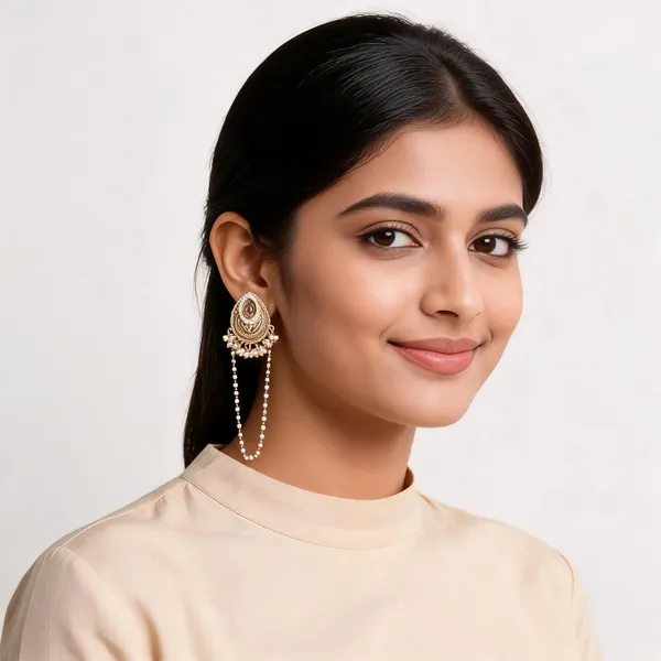 Gold_And_Pearl_Alloy_Oval_Drop_Pearl_Chain_Earrings_For_Women