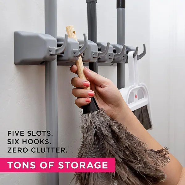 Dargoba_2_Pack_Mounted_Broom_Stick_Mounted_Stand_Storage_Broomstick_Brush_Mount_Organizer_With_Hanger_Hooks_5_Slot_6_Hooks_Grey