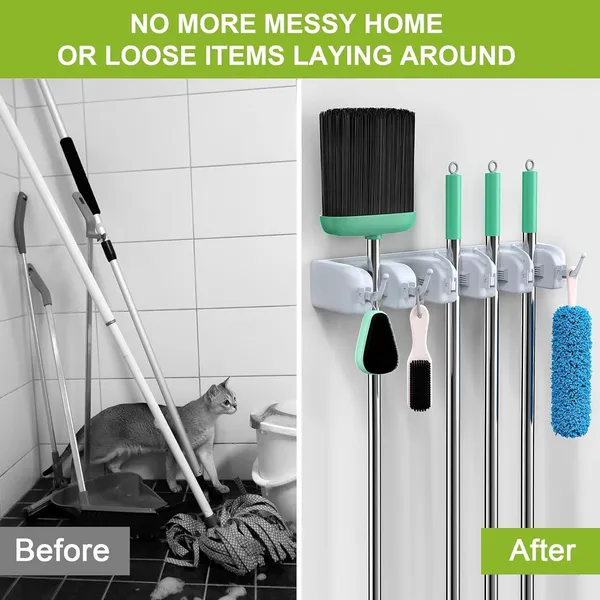 Dargoba_2_Pack_Mounted_Broom_Stick_Mounted_Stand_Storage_Broomstick_Brush_Mount_Organizer_With_Hanger_Hooks_5_Slot_6_Hooks_Grey