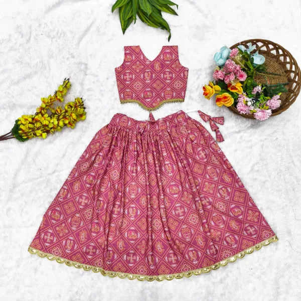 Magenta_Rayon_Flared_Lehenga_Choli_Set_For_Girls