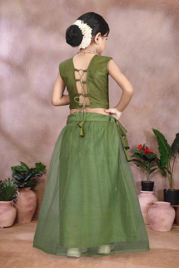 Green_Georgette_Flared_Lehenga_Choli_Set_For_Girls