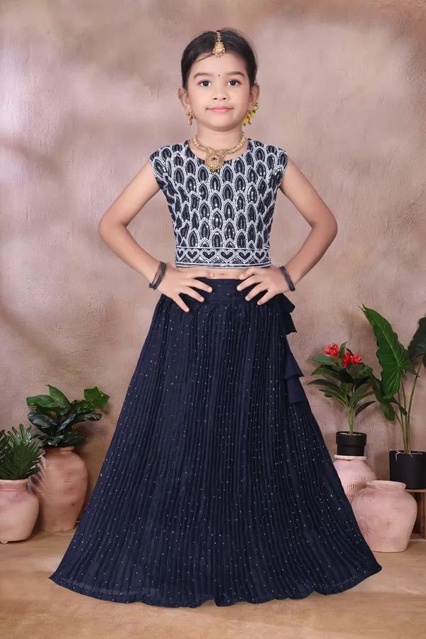 Navy_Blue_Georgette_Flared_Lehenga_Choli_Set_For_Girls