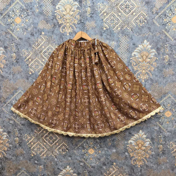 Khaki_Rayon_Flared_Lehenga_Choli_Set_For_Girls