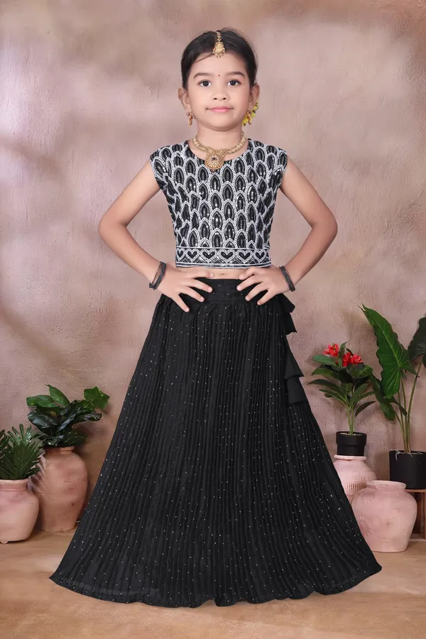 Black_Georgette_Flared_Lehenga_Choli_Set_For_Girls
