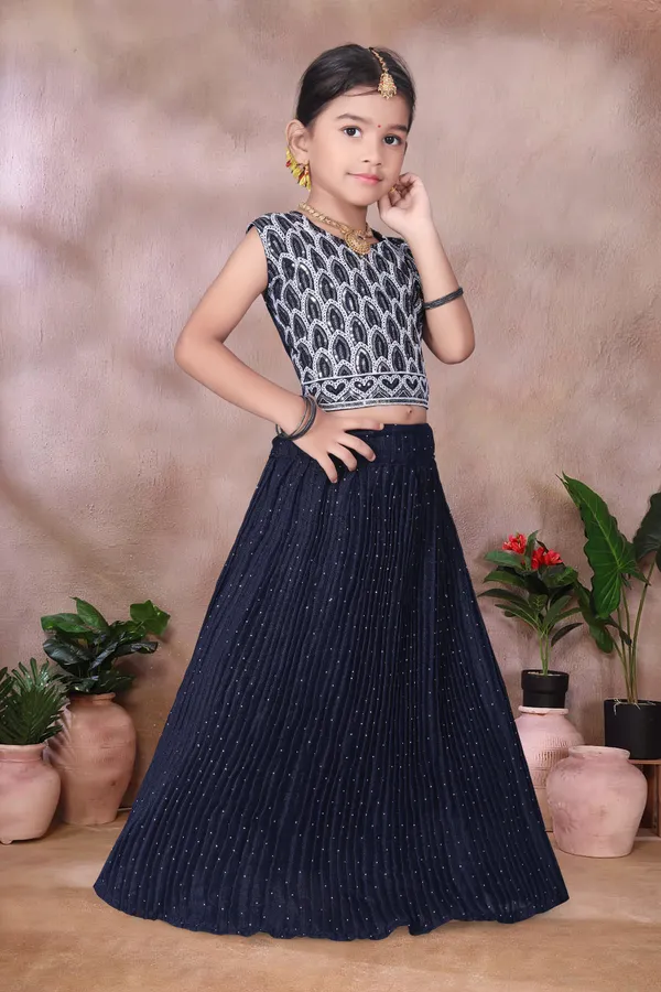 Navy_Blue_Georgette_Flared_Lehenga_Choli_Set_For_Girls