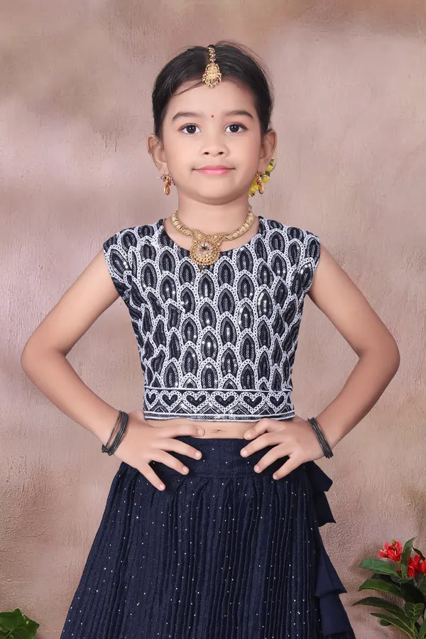 Navy_Blue_Georgette_Flared_Lehenga_Choli_Set_For_Girls