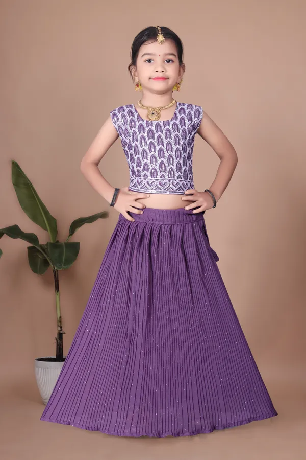 Purple_Georgette_Flared_Lehenga_Choli_Set_For_Girls