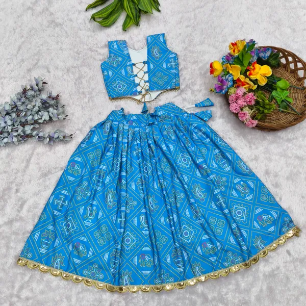 Blue_Rayon_Flared_Lehenga_Choli_Set_For_Girls