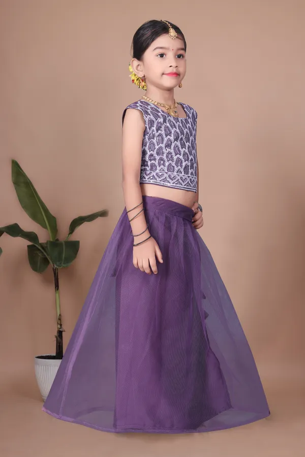 Purple_Georgette_Printed_Sleeveless_Lehenga_Choli_Set_For_Girls