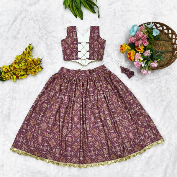 Maroon_Rayon_Flared_Lehenga_Choli_Set_For_Girls