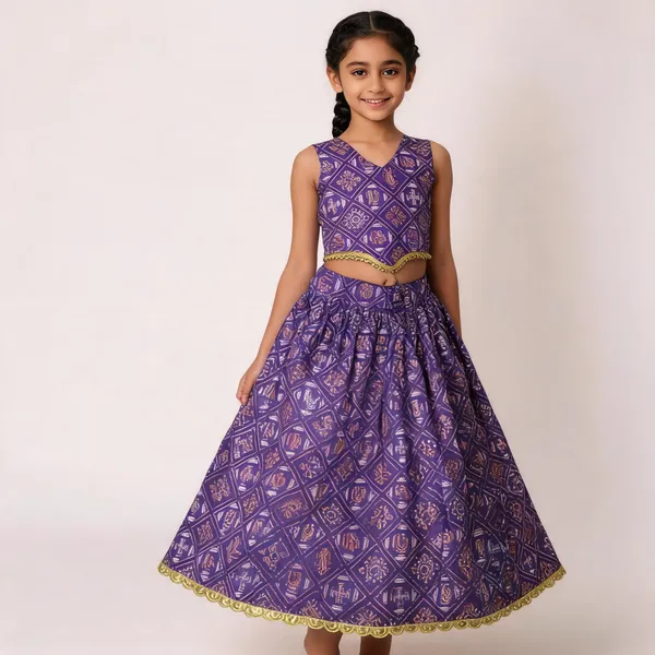 Purple_Rayon_Flared_Lehenga_Choli_Set_For_Girls