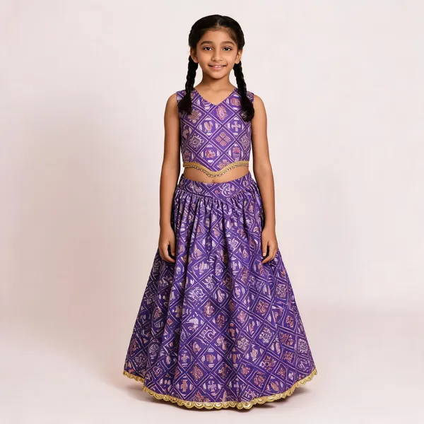 Purple_Rayon_Flared_Lehenga_Choli_Set_For_Girls