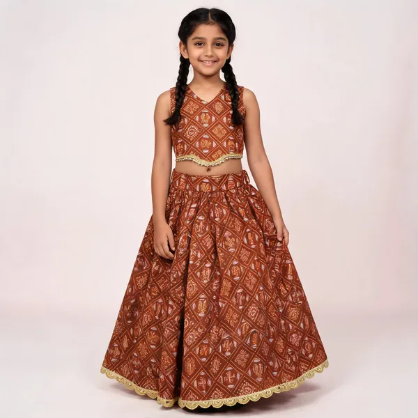 Maroon_Rayon_Flared_Lehenga_Choli_Set_For_Girls