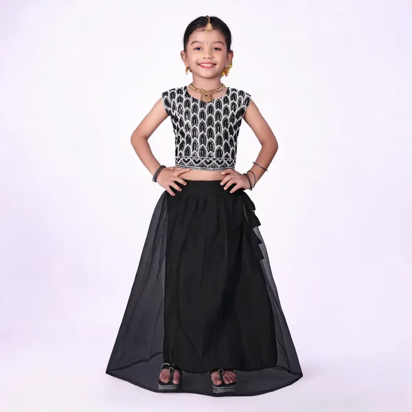 Black_Georgette_Flared_Lehenga_Choli_Set_For_Girls