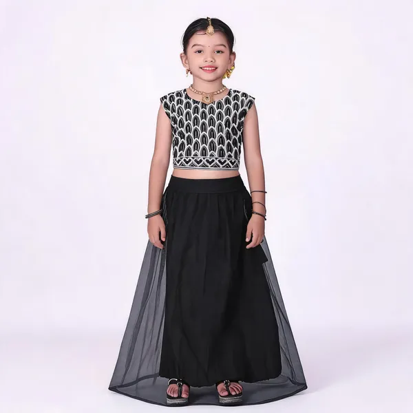 Black_Georgette_Flared_Lehenga_Choli_Set_For_Girls