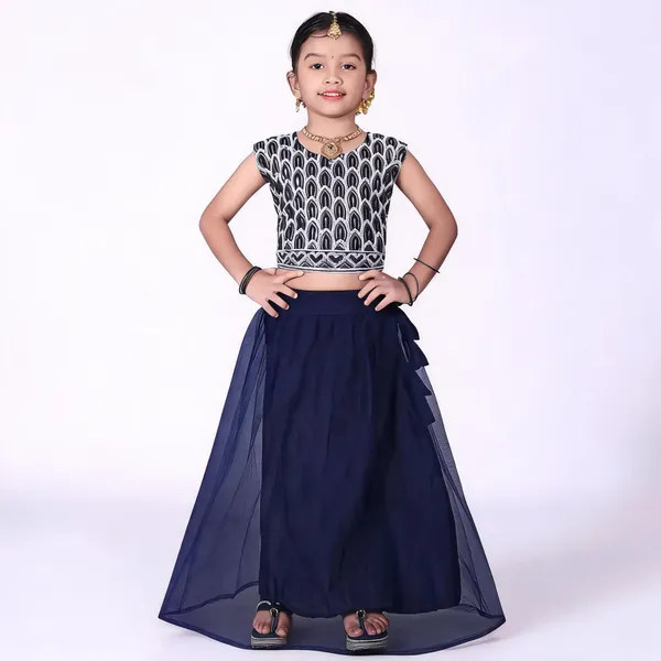 Navy_Blue_Georgette_Flared_Lehenga_Choli_Set_For_Girls
