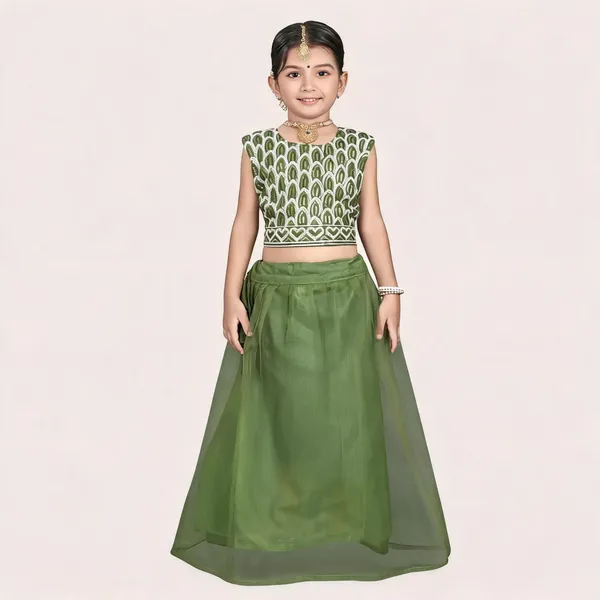 Green_Georgette_Flared_Lehenga_Choli_Set_For_Girls