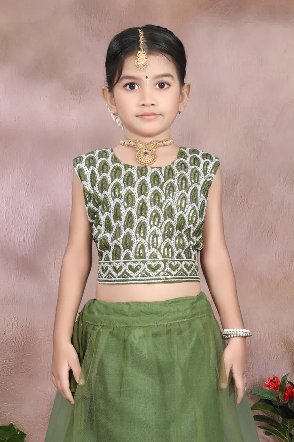 Green_Georgette_Flared_Lehenga_Choli_Set_For_Girls