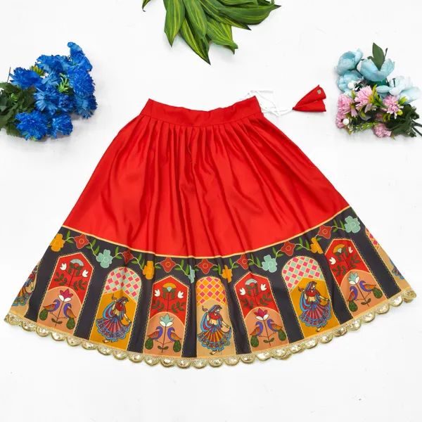 Red_Rayon_Flared_Lehenga_Choli_Set_For_Girls