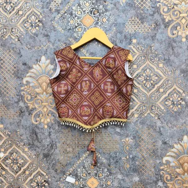 Brown_Rayon_Flared_Lehenga_Choli_Set_For_Girls