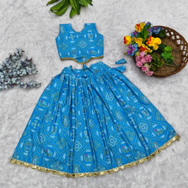 Blue_Rayon_Flared_Lehenga_Choli_Set_For_Girls