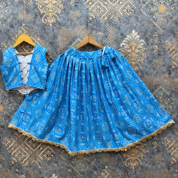 Blue_Rayon_Flared_Lehenga_Choli_Set_For_Girls