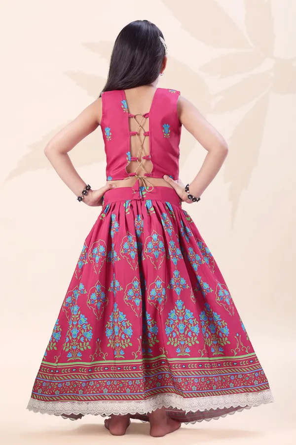 Pink_Rayon_Flared_Lehenga_Choli_Set_For_Girls