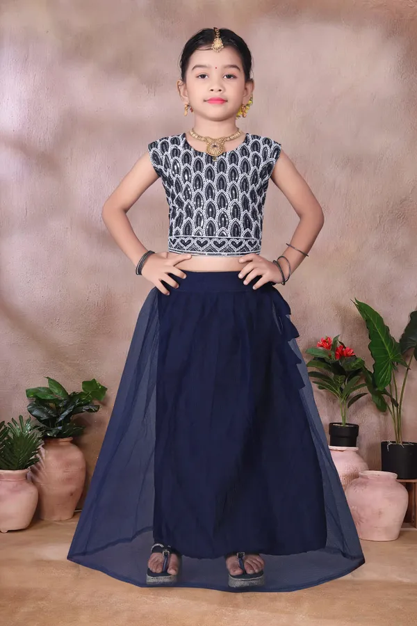 Navy_Blue_Georgette_Flared_Lehenga_Choli_Set_For_Girls