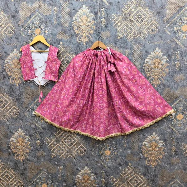 Magenta_Rayon_Flared_Lehenga_Choli_Set_For_Girls