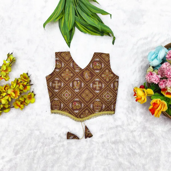 Brown_Rayon_Flared_Lehenga_Choli_Set_For_Girls