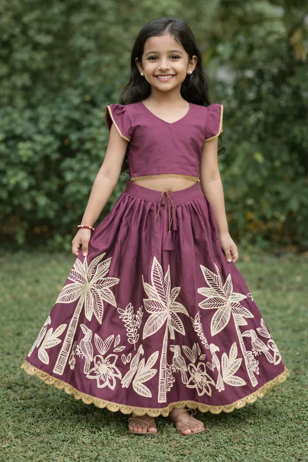 Magenta_Rayon_Floral_Embroidered_Lehenga_Choli_Set_For_Girls