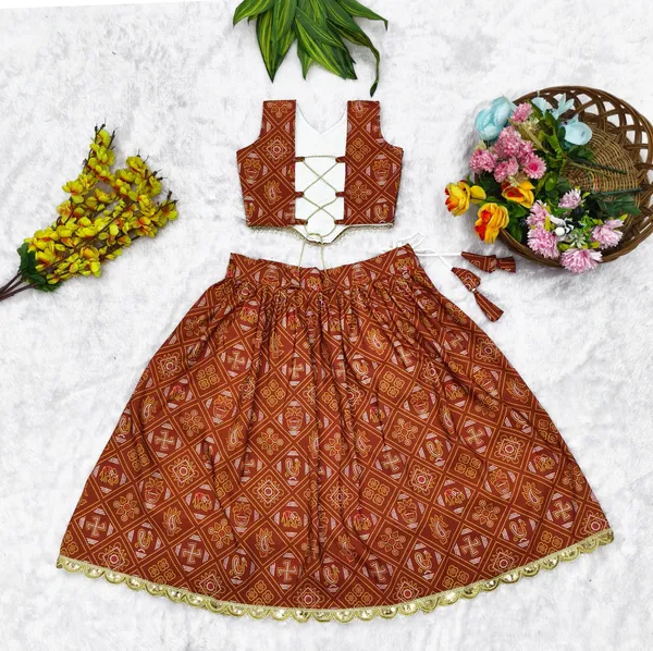 Maroon_Rayon_Flared_Lehenga_Choli_Set_For_Girls
