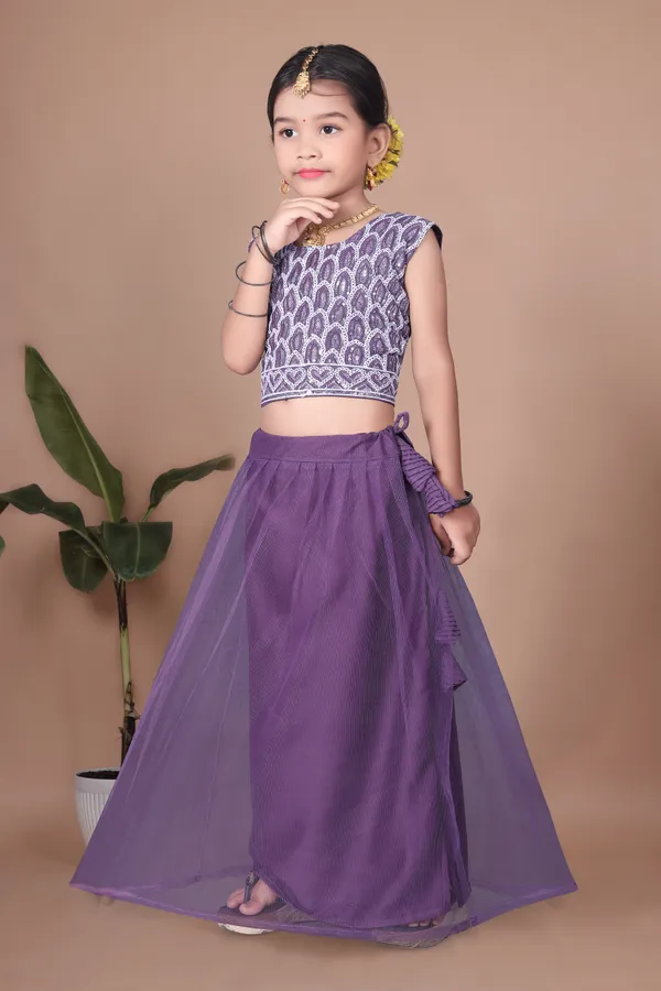 Purple_Georgette_Printed_Sleeveless_Lehenga_Choli_Set_For_Girls