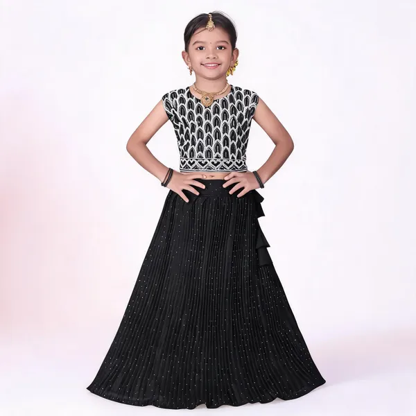 Black_Georgette_Flared_Lehenga_Choli_Set_For_Girls
