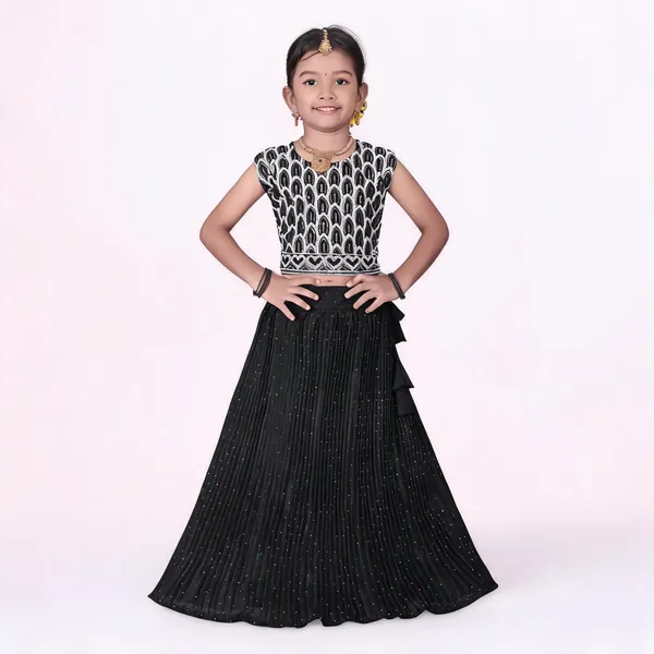 Black_Georgette_Flared_Lehenga_Choli_Set_For_Girls
