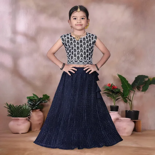 Navy_Blue_Georgette_Flared_Lehenga_Choli_Set_For_Girls