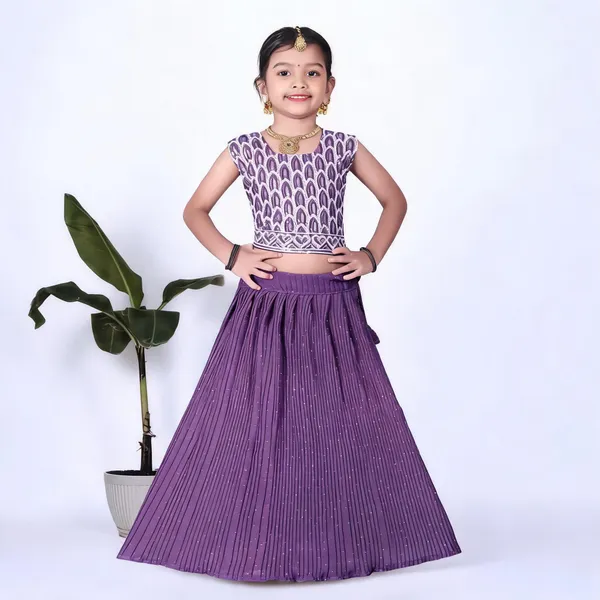 Purple_Georgette_Flared_Lehenga_Choli_Set_For_Girls
