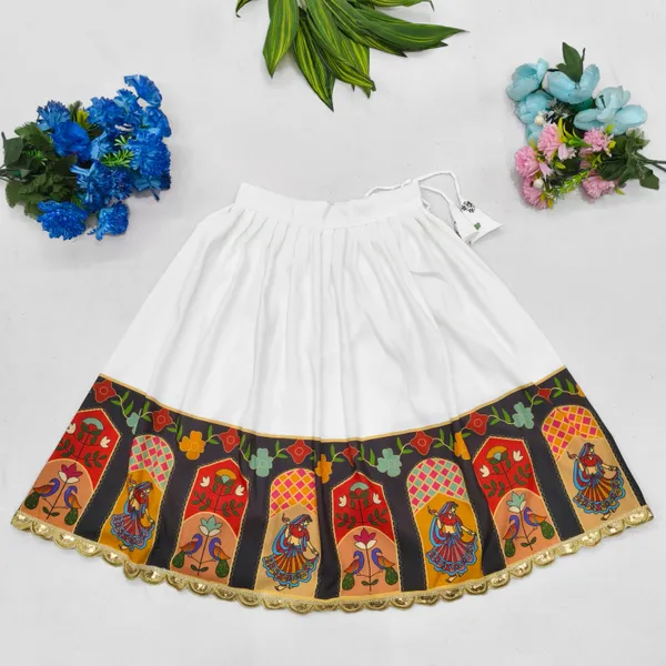 White_Rayon_Printed_Sleeveless_Lehenga_Choli_Set_For_Girls